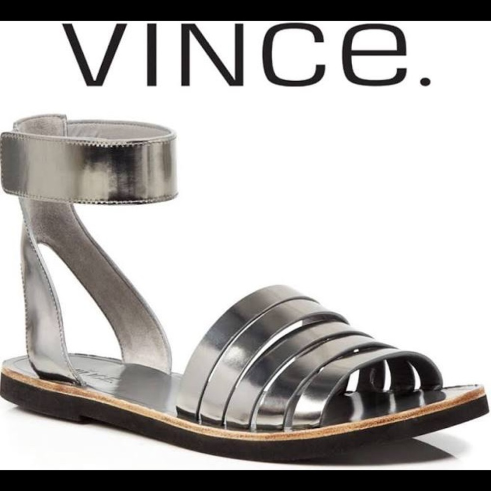 Vince Gunmetal Gladiator Sandals